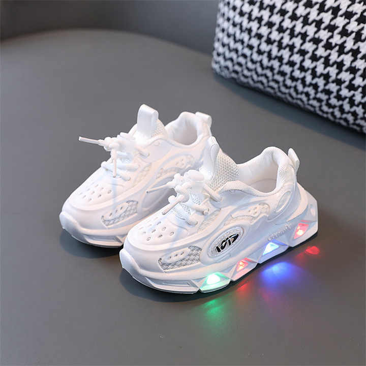 Boys' Sneakers, Toddler Kids' Breathable LED Light Sneakers 