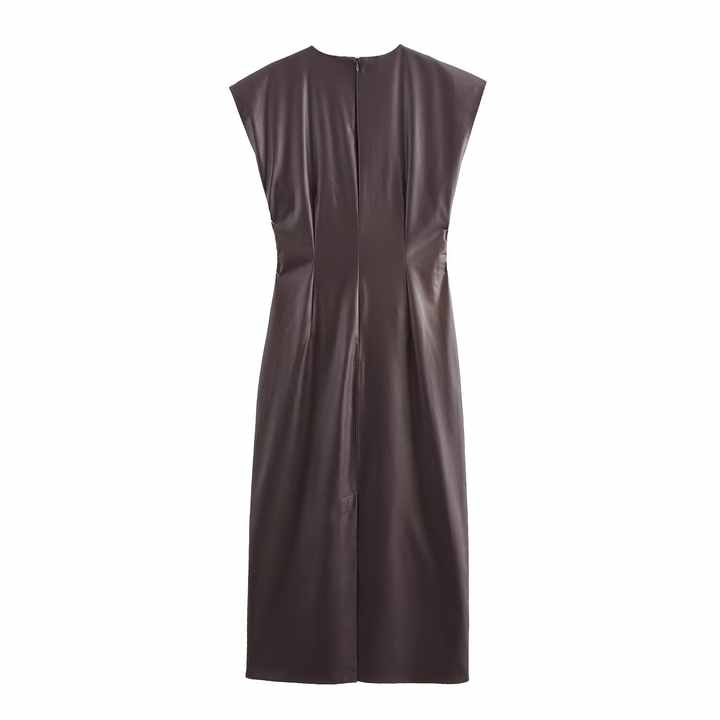 Women's long faux leather dress 