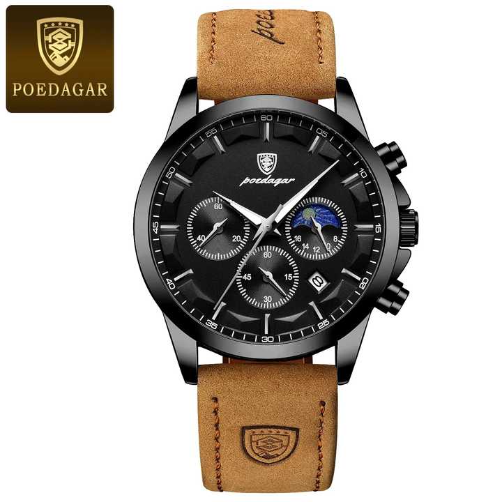 POEDAGAR Men's Quartz Watch Sports Water Resistant. 