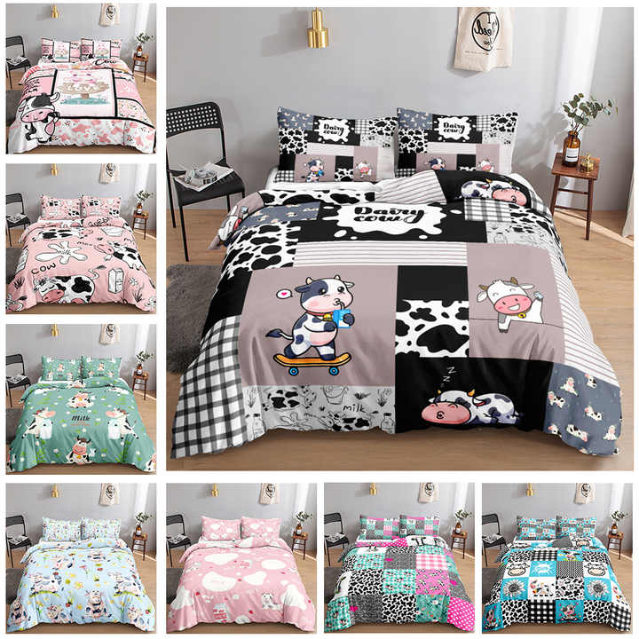 غطاء لحاف برسوم كرتونية ثلاثية الأبعاد, 3 قطع . 3D Cartoon Duvet Cover Set, 3 Pieces, Boys Girls, Pink