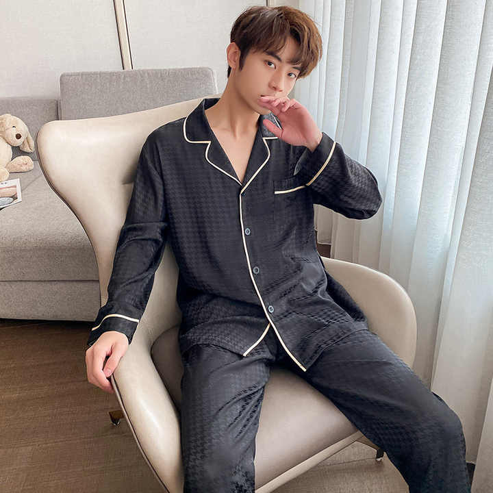 Men's Long Sleeve Sleepwear for Spring and Autumn 