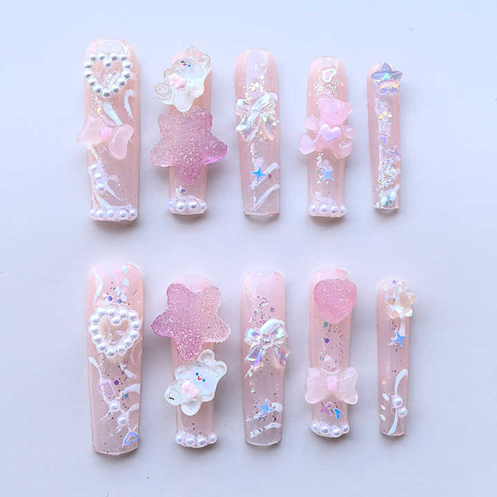 Manufacturer Customized Pink Charming French Long Nail Set 