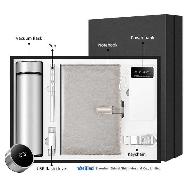 Men's Leather Business Power Bank and Notebook Gift Set 