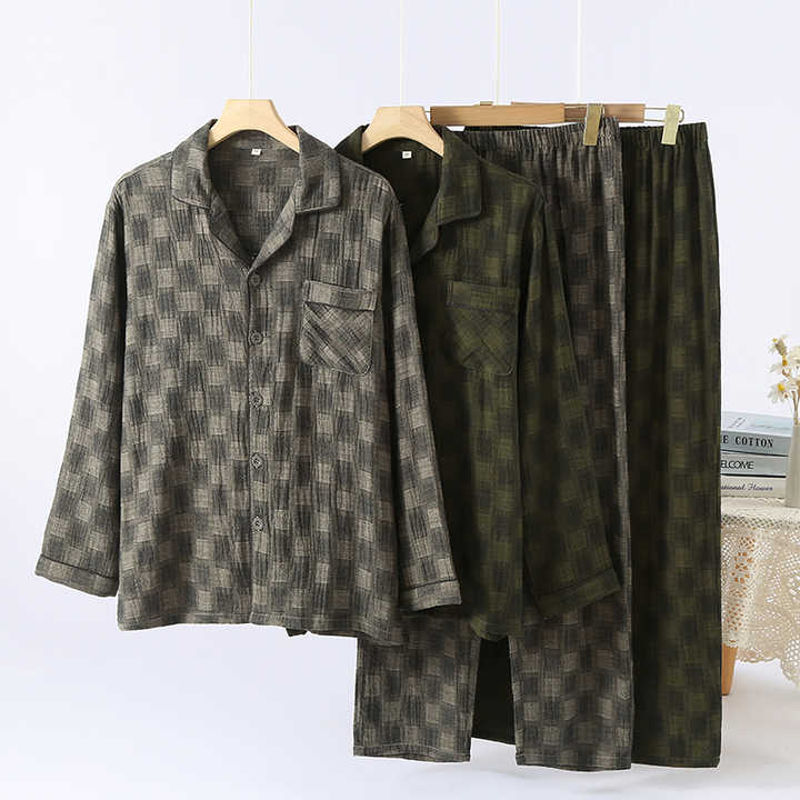 Men's Pure Cotton Slow Rise Long Sleeve Shirt Set Men's Pure Cotton Slow Rise Long Sleeve Shirt Set 