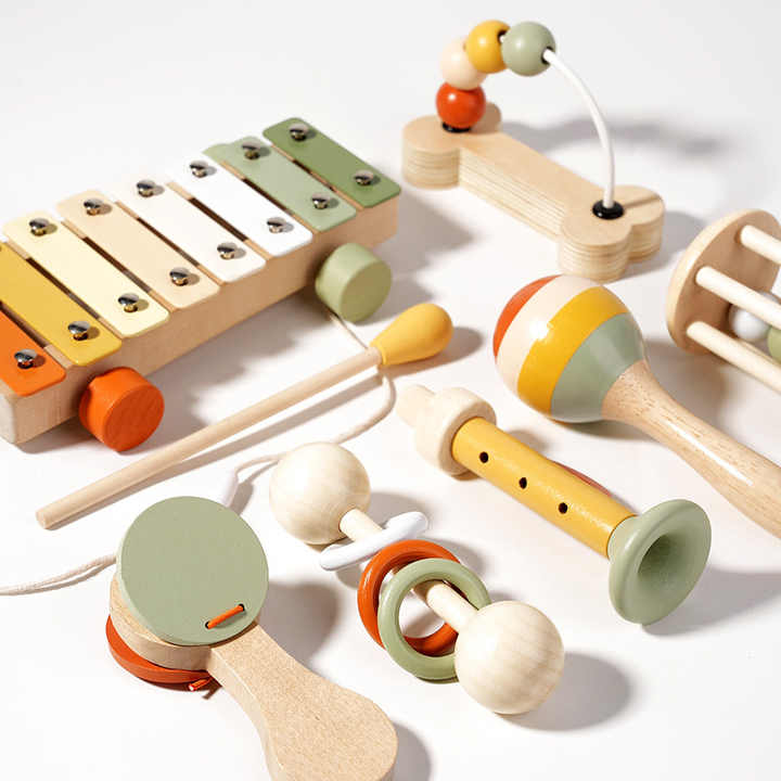 New Product CE - Multifunctional Montessori Wooden Rattle Toy. 