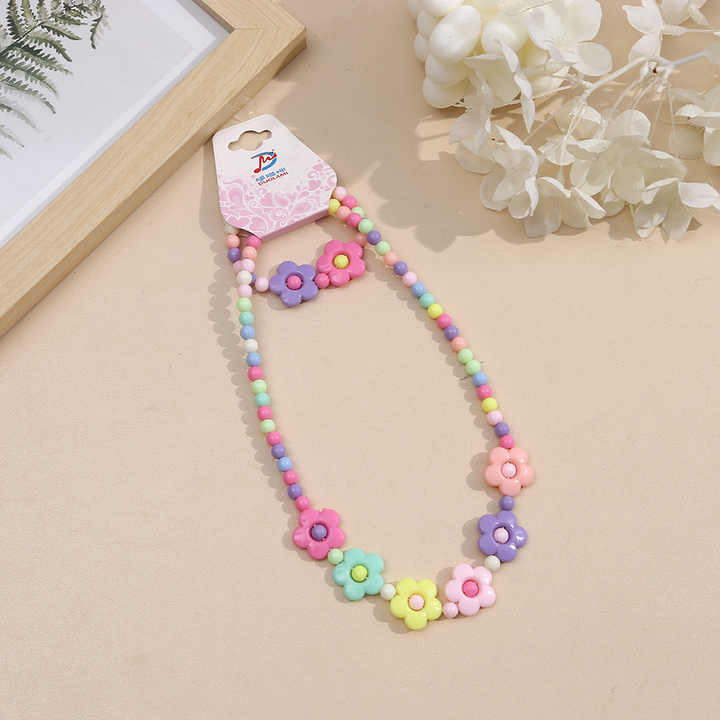Cartoon Flowers Girls Toy Jewelry Set 