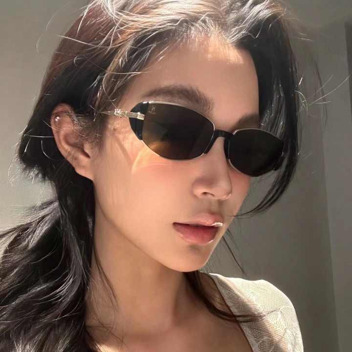 Glasses Women's Round Face Slim Cat Eye Sunglasses 