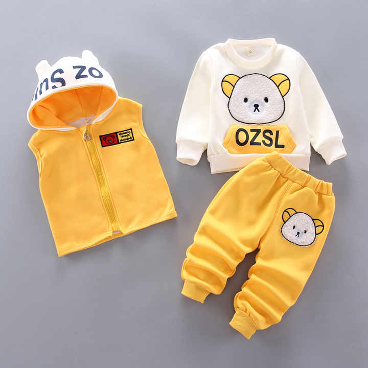 Thickened Cartoon Bear Print Children's Suit Spring 