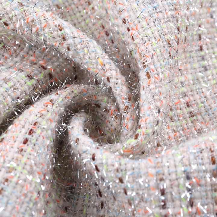 Shiny tweed fabric with glitter stripes 