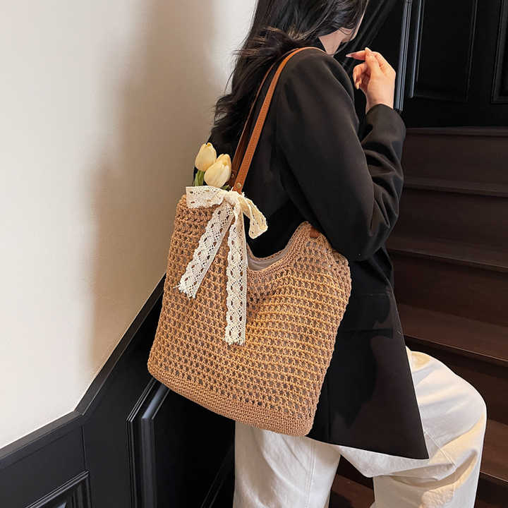 حقائب يد نسائية منسوجة عالية الجودة بسعة كبيرة