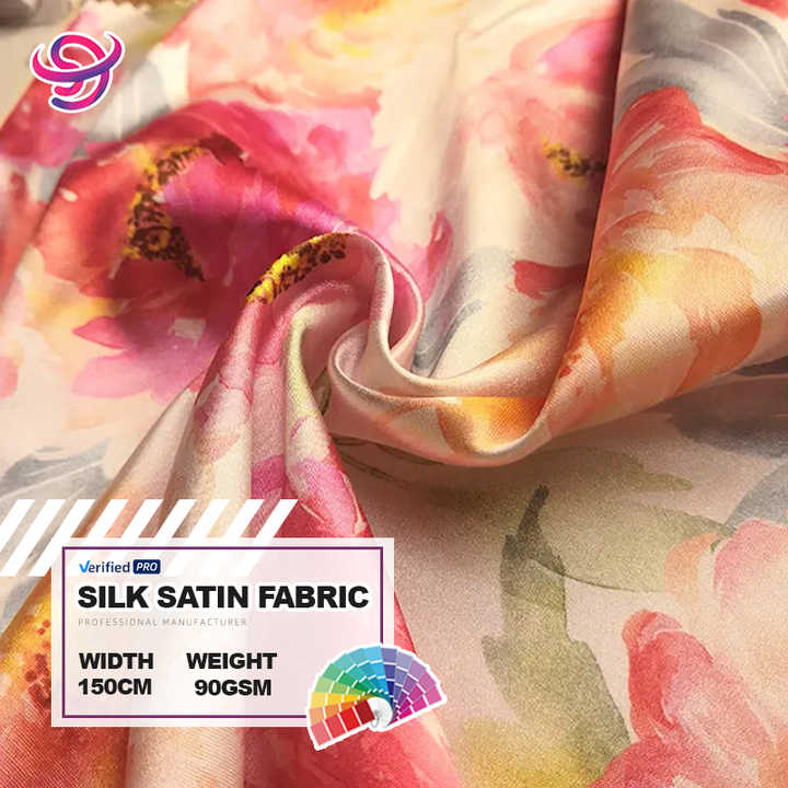 Polyester Plain Woven Custom-Polyester Satin Fabric 