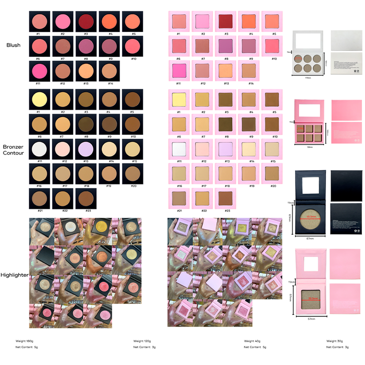 Blush and highlighter palette