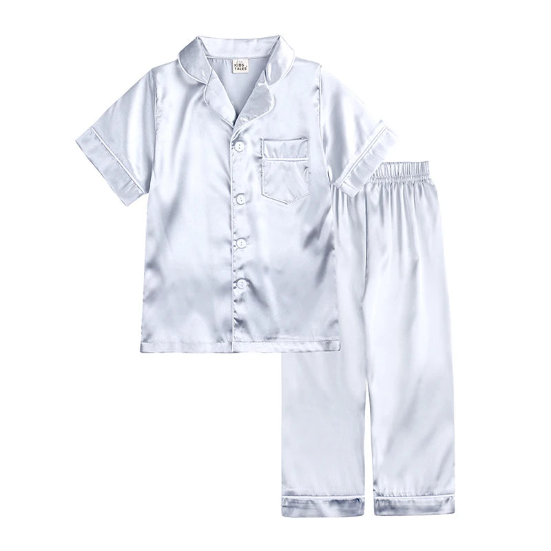 Long sleeve silk pajamas for children