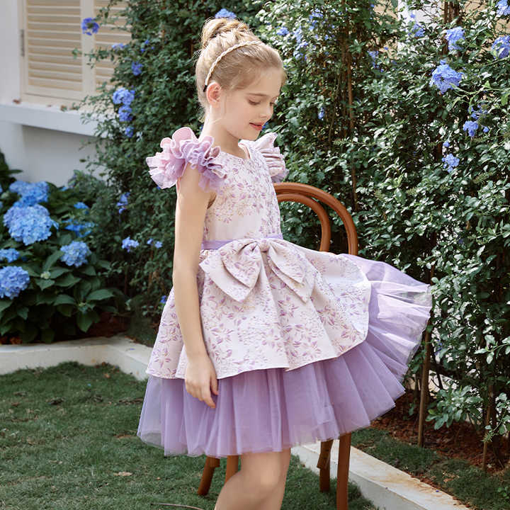 Children's Clothing Ball Gown for Kids-Purple Summer Princess Dress