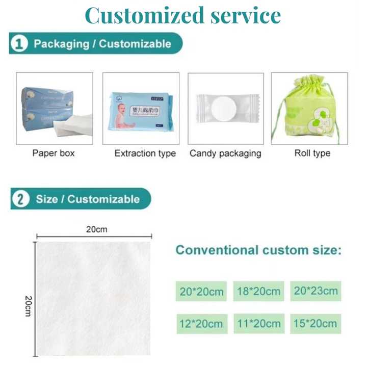 OEM Large Size 20*20cm Disposable Cotton Wipes 
