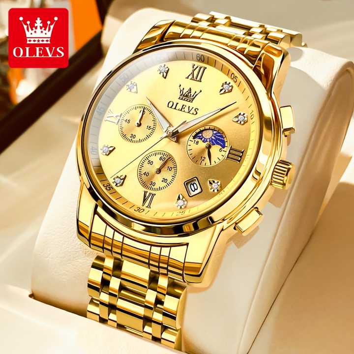 OLEVS 2858 Men's Fashion Quartz Watch Luxury Diamond 