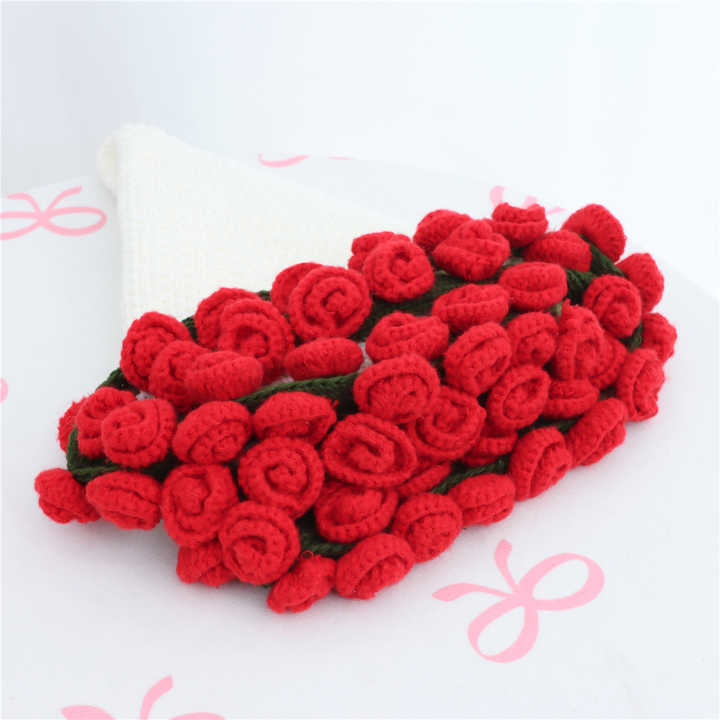 Mothers Valentines Birthday Gift-  بطانية مصنوعة يدويًا على شكل وردة كروشي