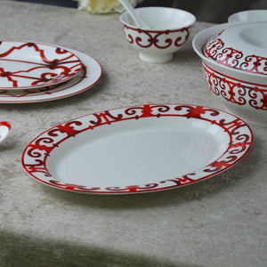 طقم عتيق من 6 أشخاص بتصميم أحمر Piece Red Design Flatware Set with Custom Logo