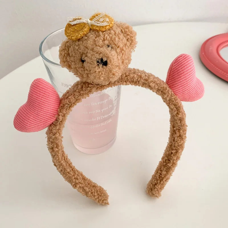 اكسسوارات شعر عصابة رأس على شكل دب قطيفة لطيف