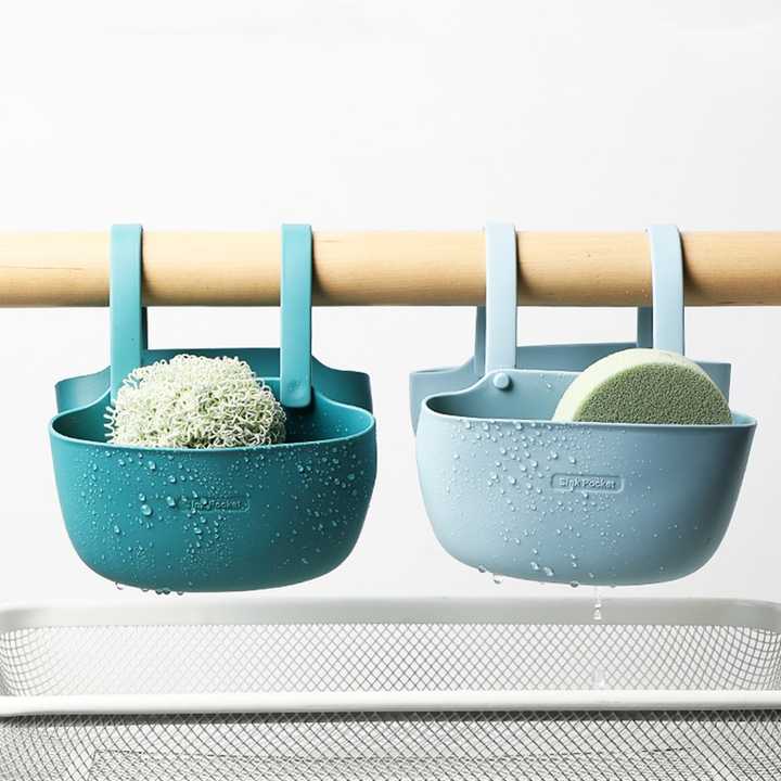 الشمال TPR الإسفنج سلة التخزين استنزاف رف رف الصابون حامل فرشاة صنبور شنقا سلة المطبخ الحمام المنظم اللوازم المنزليةNordic TPR Sponge Storage Basket Drain Rack Soap Holder Faucet Brush Hanging Basket Kitchen Bathroom Organizer Home Supplies