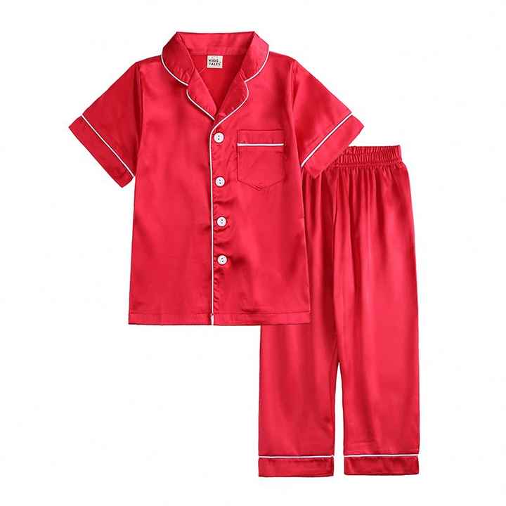 Long sleeve silk pajamas for children