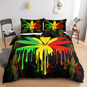 القنب يترك غطاء لحاف ، أوراق النبات . Exotic 3D Hemp Leaves Duvet Cover,