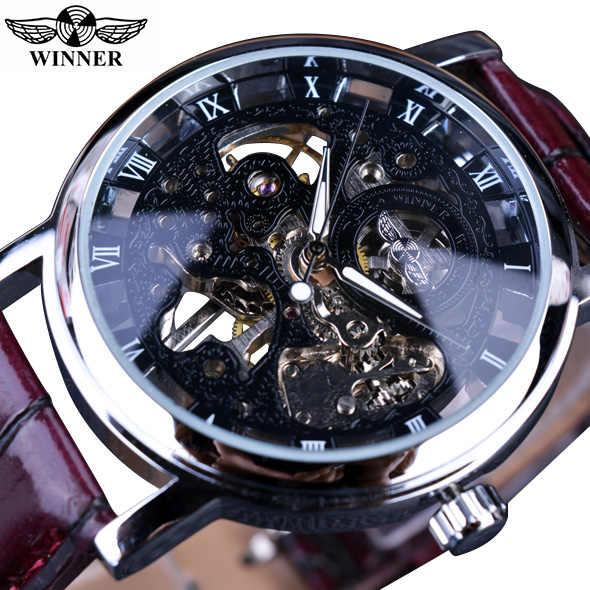 Winner Men's Watches, Luxury Transparent Gold 
