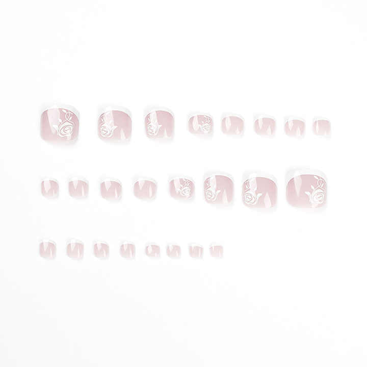 Creative French Toe Nail Design Rose Print Luxury 