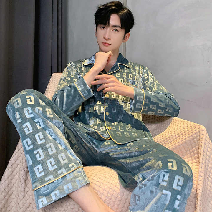 SAMWESTART New Spring Men's Long-sleeved Pajamas 