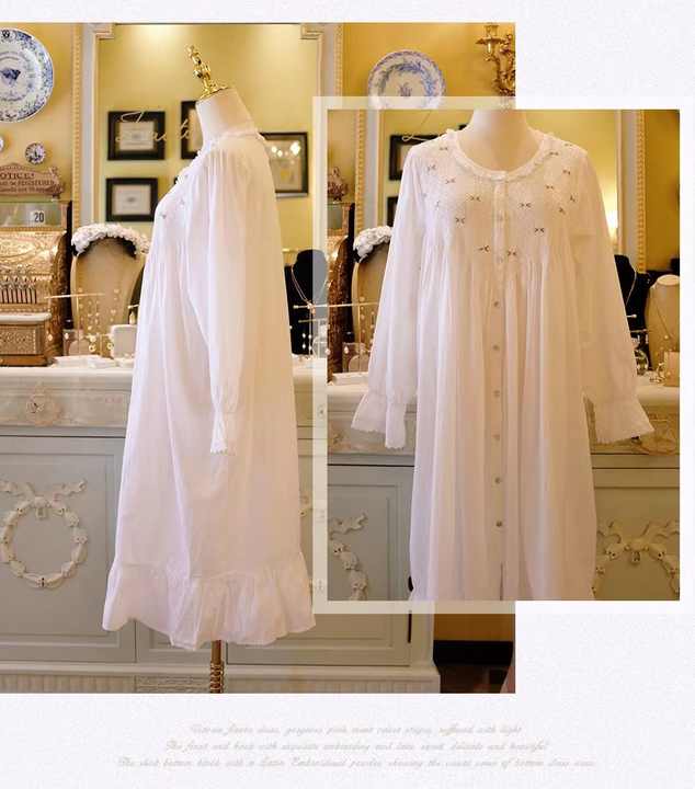 قميص نوم من القطن الأبيض للسيدات