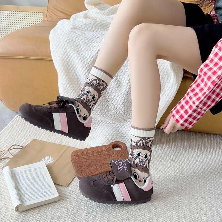 Absorbent Adult Average Size Cotton Socksجوارب لابوبو الكرتونية الجديدة من بوتو للنساء عالية الجودة مناسبة للخريف والشتاء