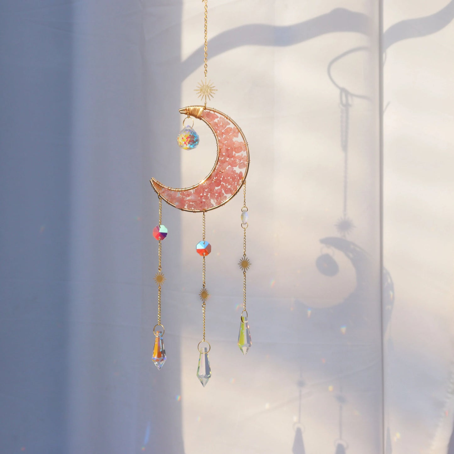 Hanging sun mask made of moon crystal -