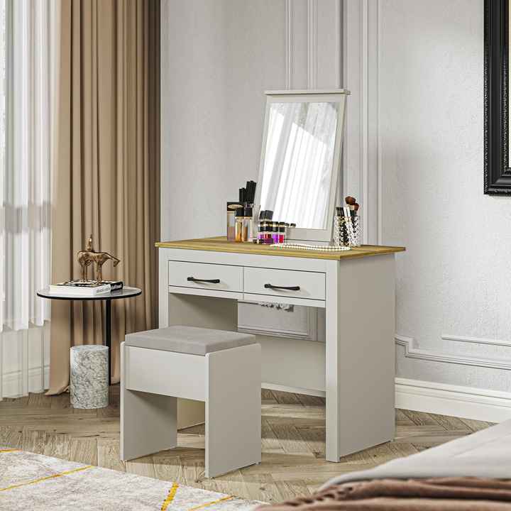 طاولة زينة مع كرسي مدعم بمرآة طاولة زينة كبيرة . Vanity table with mirrored chair Large v