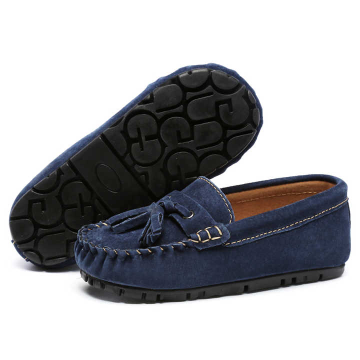Real Leather Tassel Bean Shoes Children 