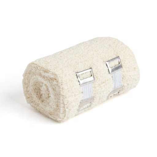 First Aid Elastic Crepe Bandage Beige with Metal Clips 