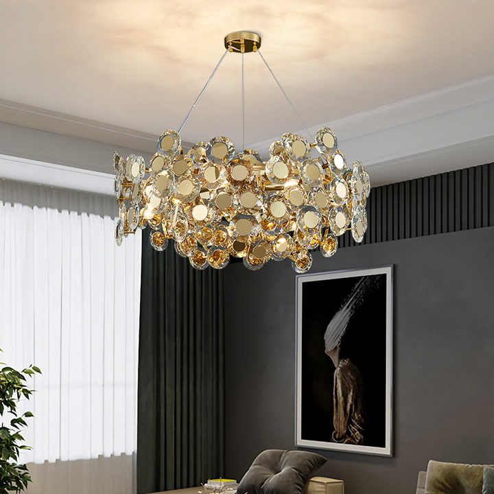 Round crystal gold lamp 