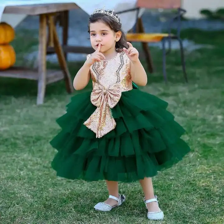 Girls' sequined fluffy dress 