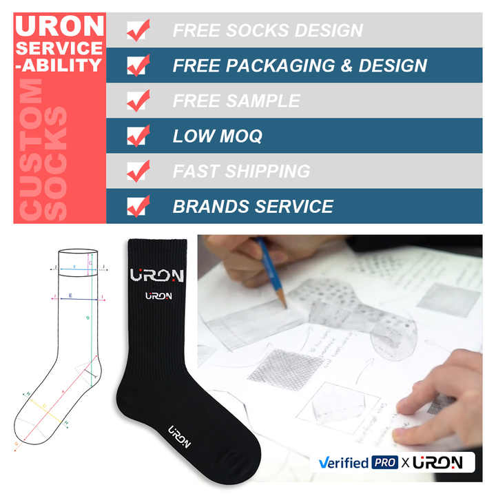 Uron Free Sample High Quality Custom Crew Socks Custom Logo Men's Streetwear Socks Uron Free Sample High Quality Custom Crew Socks Custom Logo Men's Streetwear Socks 