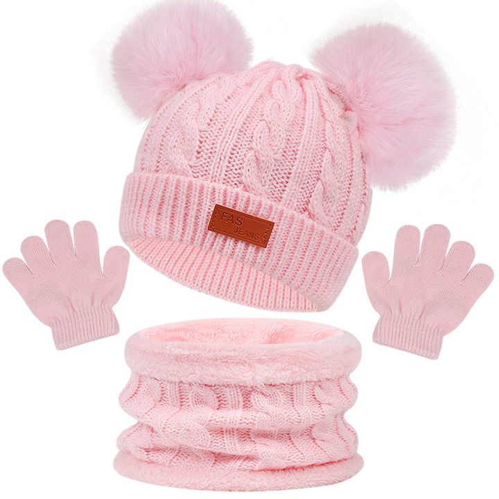 Baby Accessories 3-Piece Baby Hat with Scarf for Winter 