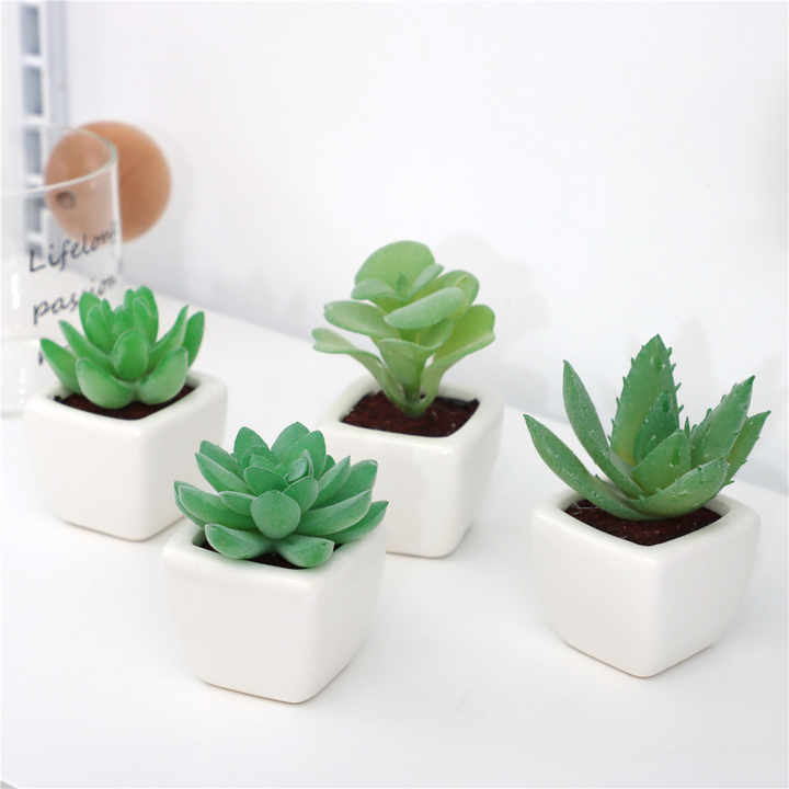 Set of 4 small artificial succulent plants