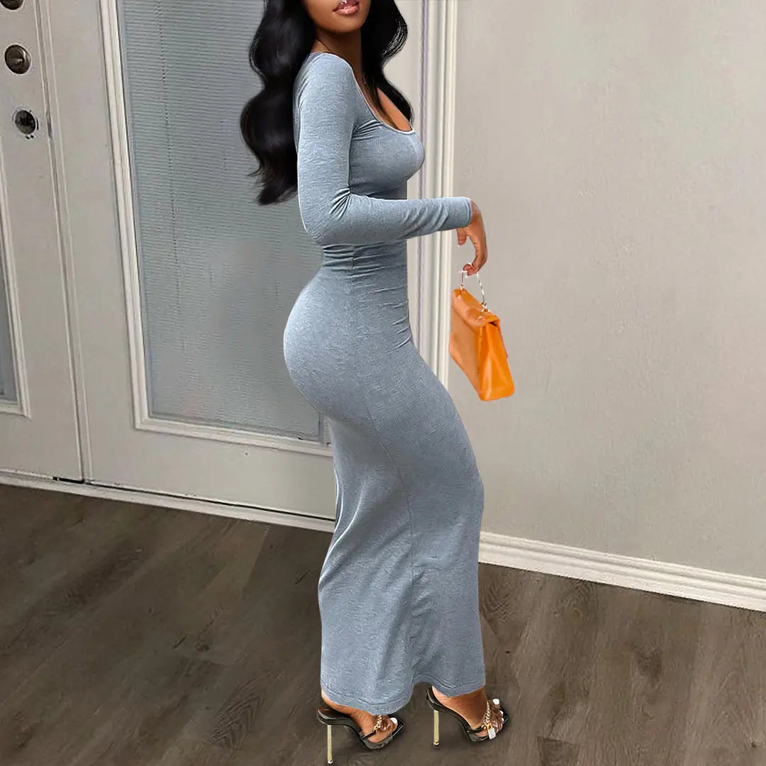 Women's long dress with long sleeves