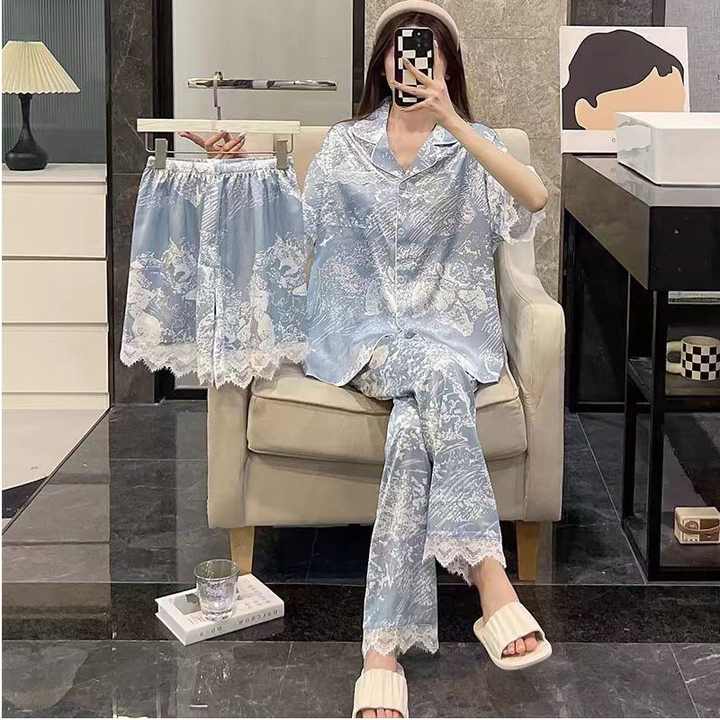 Women's Summer Short-Sleeved Pants Three-Piece Suit 