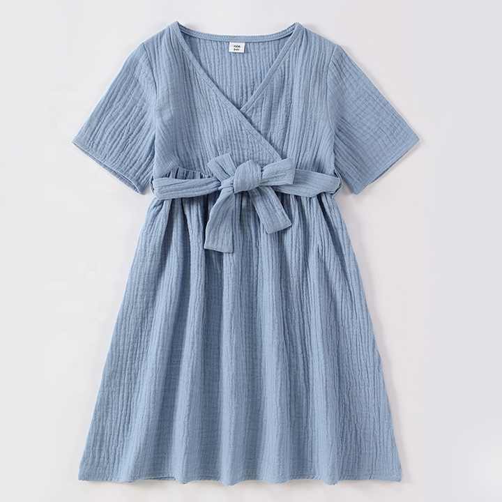 Newest Mommy and Me Blue Baby Romper + Mommy Fashion Long Dress Mommy and Me Family Matching Clothes 