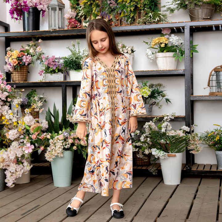 Printed Robe In Stock Autumn Winter Middle East Matching Mother and Daughter Clothes Mother and Baby Clothes Older Girls Clothes 