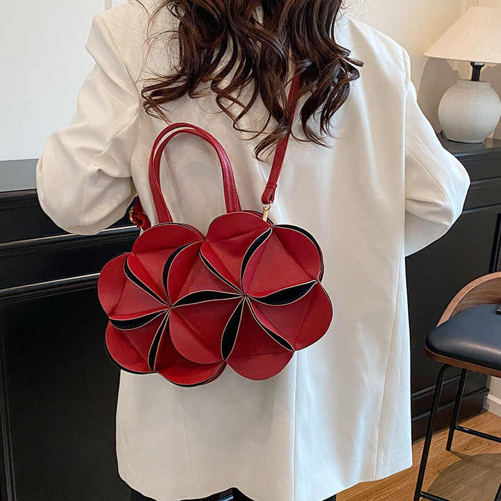 Women's Red Flower Design Handbag