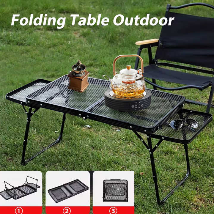 طاولة محمولة خارجية قابلة للطي للتخييم مع ارتفاع . Portable Outdoor Folding Camping Table with Adjustable