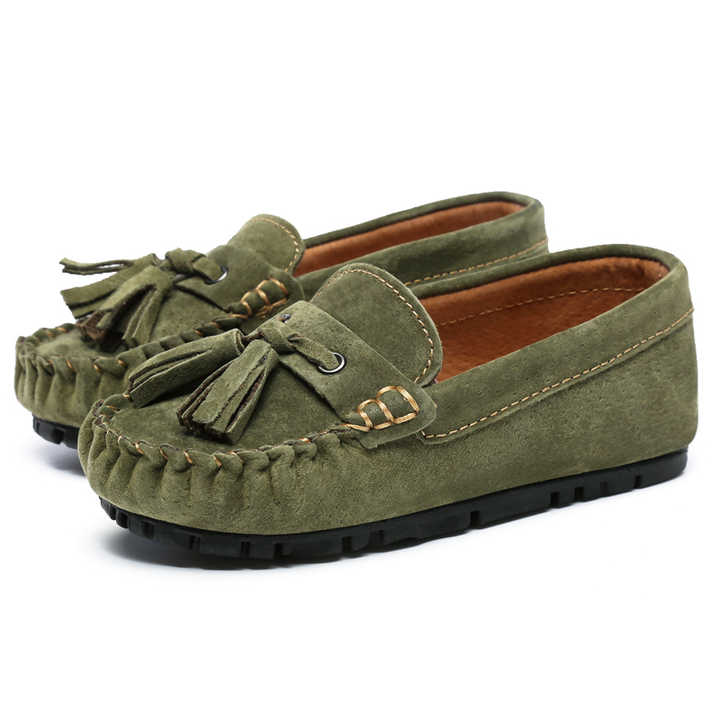 Real Leather Tassel Bean Shoes Children 