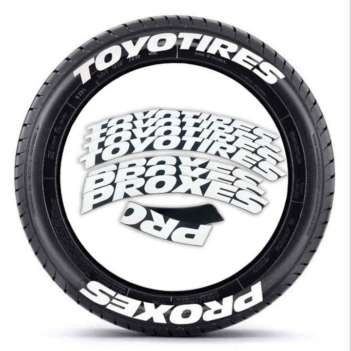 YO TIRES PROXES Tire Letter Stickers PVC Car Body Decor Decals with Lever Letters 