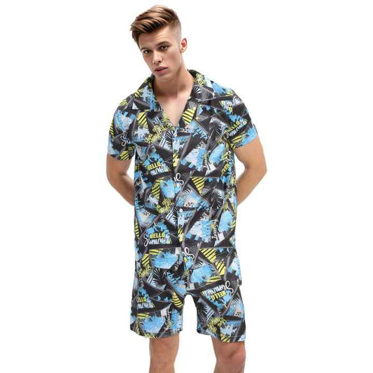 Men's two-piece short-sleeved sleepsuits 