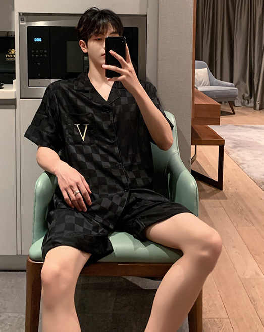 New Men's Summer Short Sleeve Pajamas 